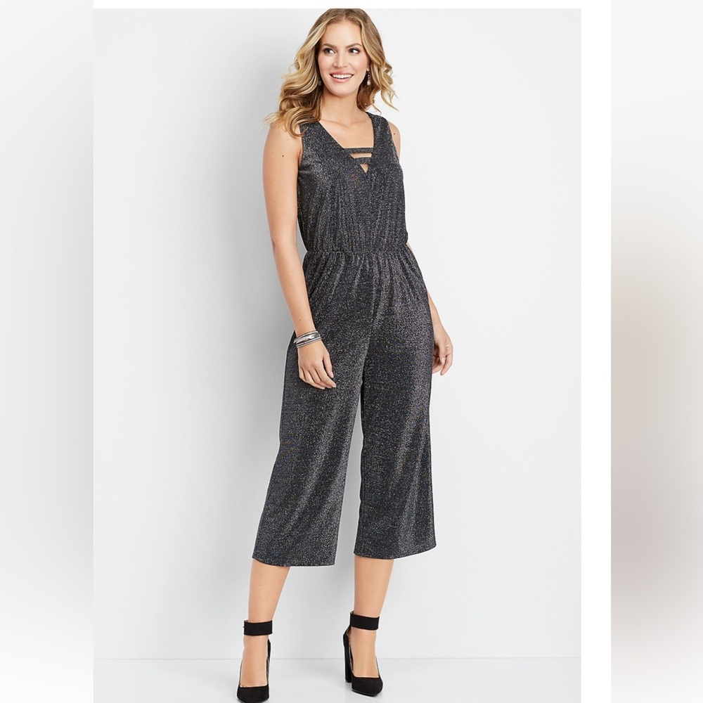 Maurices V Neck Shimmer Jumpsuit L